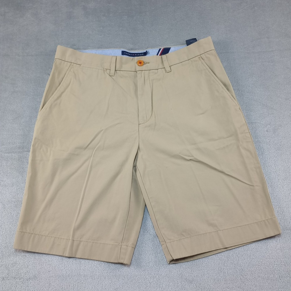 Tommy Hilfiger Classic Fit Shorts Mens Sz 34 x 9‎ Beige Khaki Chino Bermuda